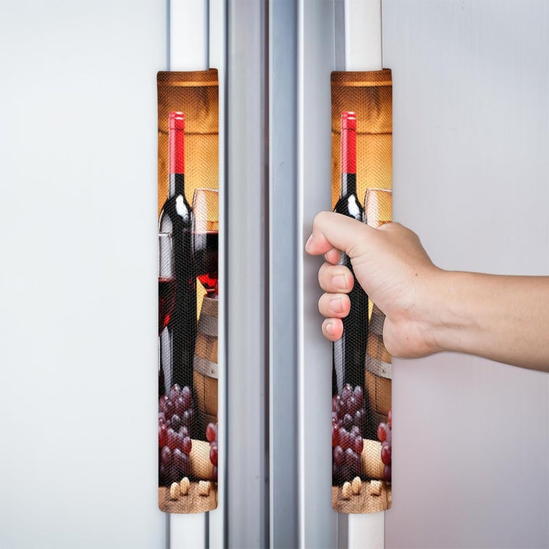 DXTKWL Red Wine Glass Grapes Wooden Refrigerator Door Handle Covers Set of 2 Kitchen Appliance Handle Covers Protector for Fridge Microwave Stove Oven Dishwasher - Image 5